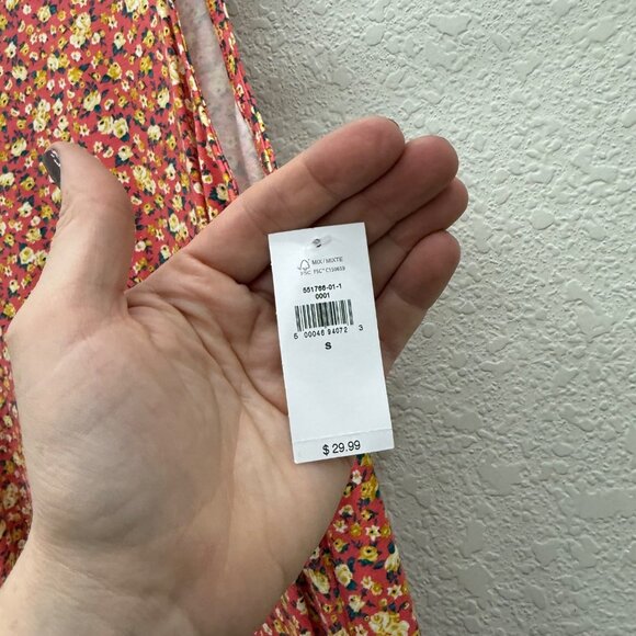 Old Navy Coral Floral Sleeveless Knit Swing Tank Dress Womens size Small NEW - Picture 3 of 8